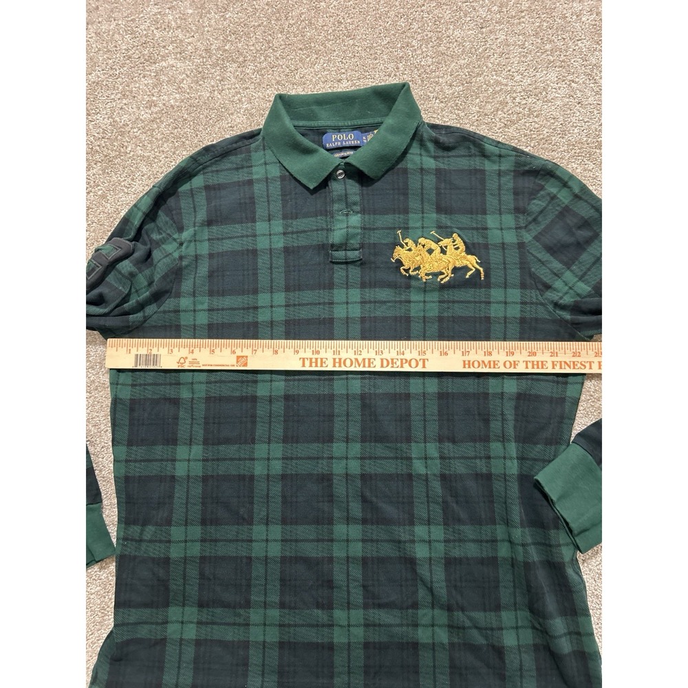 Polo Ralph Lauren Men's XL Plaid Pony Stampede Long Sleeve Custom Slim Fit Polo - Picture 4 of 8